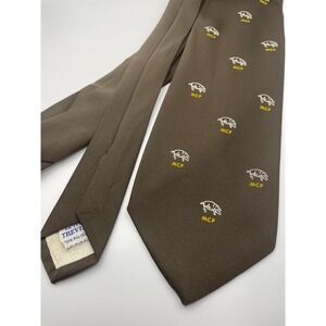 Vintage Trevira Brown MCP Male Chauvinist Pig Novelty Tie 70s Retro Wide 4 Inch